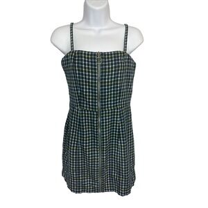 AEROPOSTALE Womens Small Plaid Zip Front Dress Spaghetti‎ Strap Dark Academia
